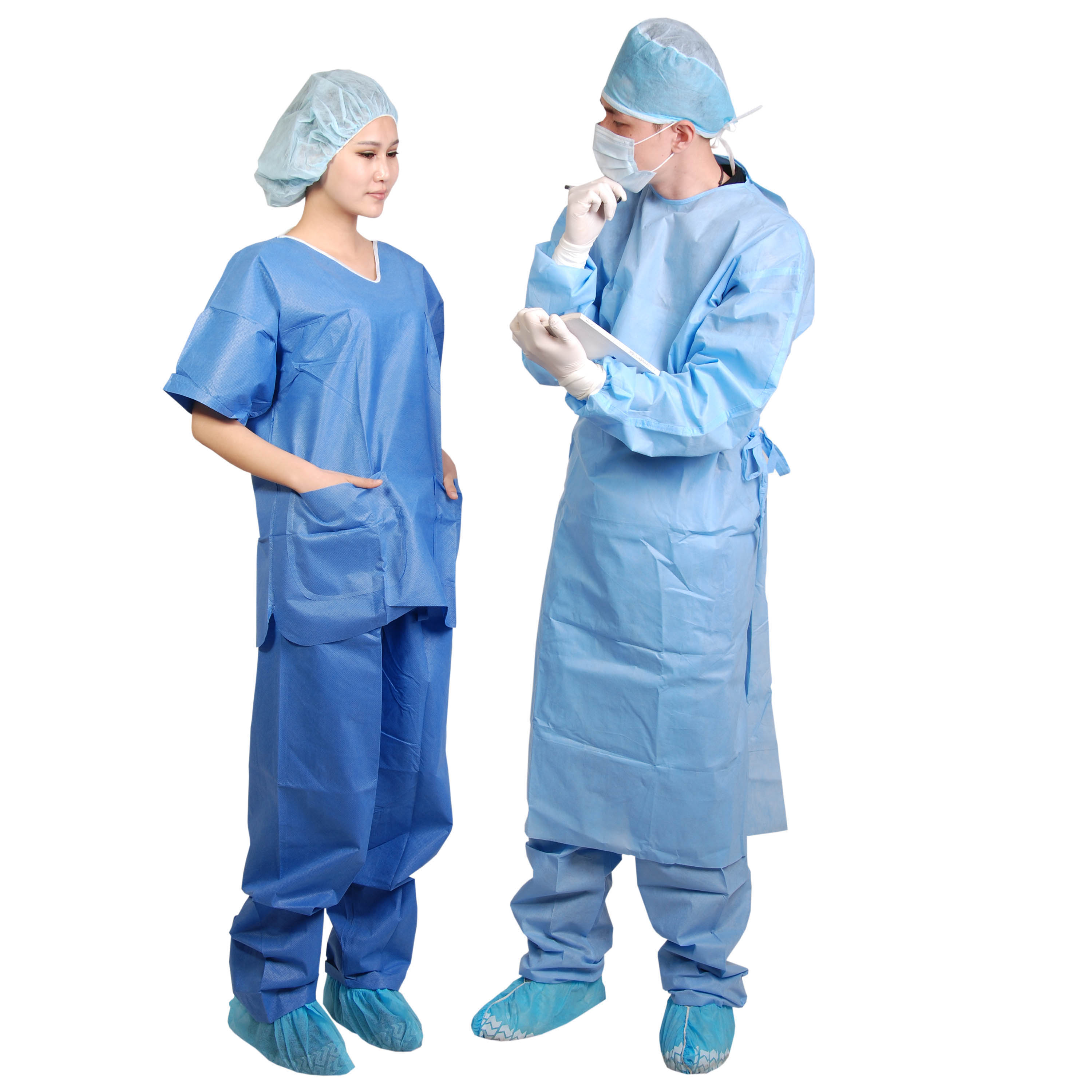Fato de esfoliação descartável Fato de esfoliação reutilizável Médico enfermeira Fato de esfoliação uniforme hospitalar